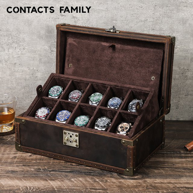 CONTACTS FAMILY Uhren Organizer Box, Leder, Vintage, Herren - Bild 1