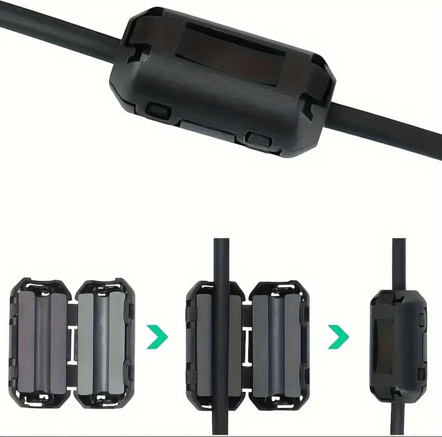 6/10er Set Magnetische Ferrit-Ringkerne zur EMV-Filterung für Kabel, Schwarz, Innendurchmesser: 5 mm, 7 mm, 9 mm, 11 mm, 13 mm - Bild 1