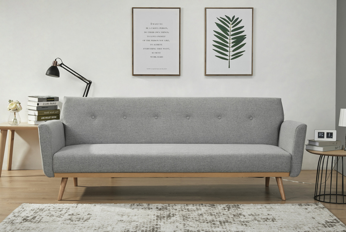 SalesFever Schlafsofa Click-Clack in Grau mit Holzrahmen und abnehmbaren Bezügen, Breite: 212 cm, Höhe: 79 cm, Tiefe: 85 cm - Bild 1