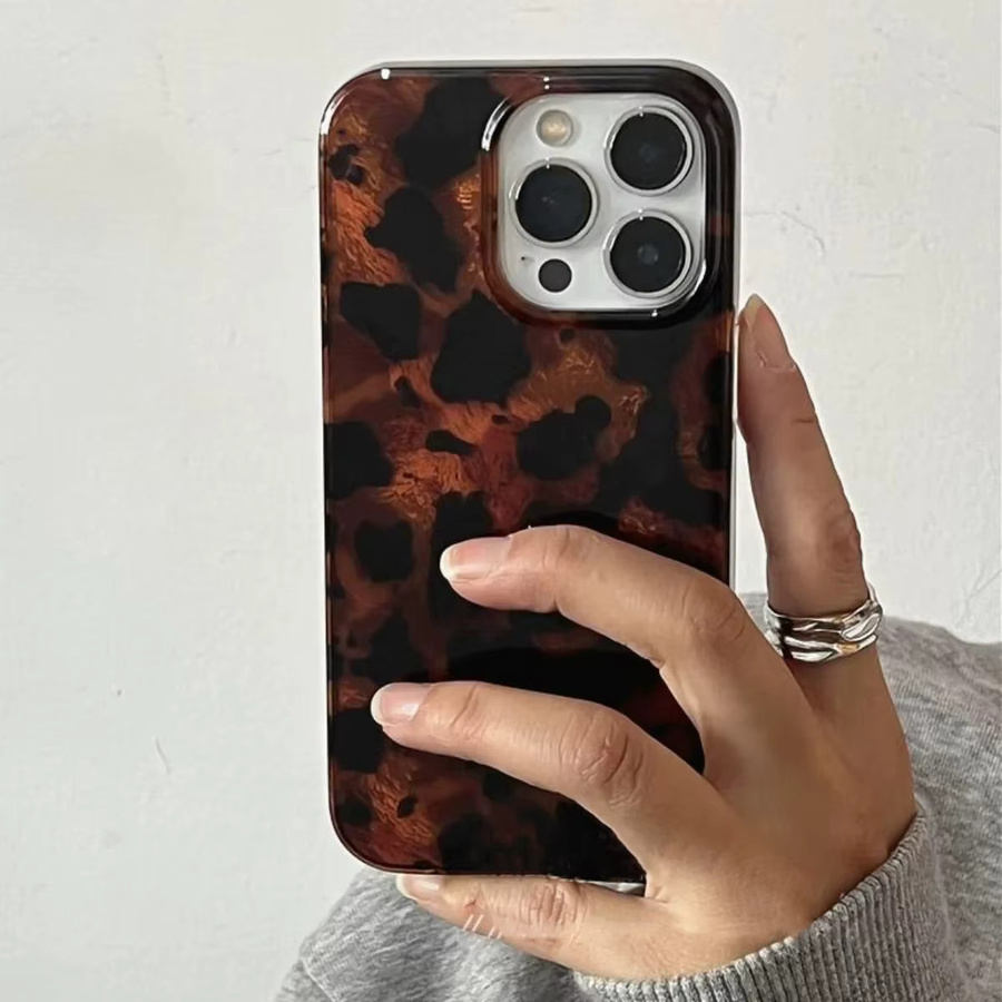 Retro-Bernstein-Laser-Handyhülle mit Leopardenmuster für Apple iPhone in Braun und Multicolour - Bild 2