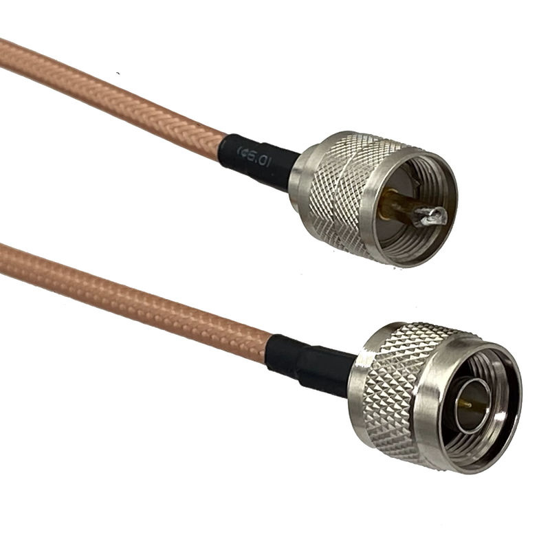 TTVXO RG142 HF-Jumper Pigtail Kabel mit N-Stecker auf UHF PL259 Stecker, 50 Ohm, Farbe: Silber - Bild 2