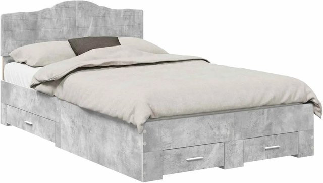 vidaXL Bettrahmen mit Kopfteil in Betongrau aus Holzwerkstoff, B/T: 138 x 193 cm - Bild 1