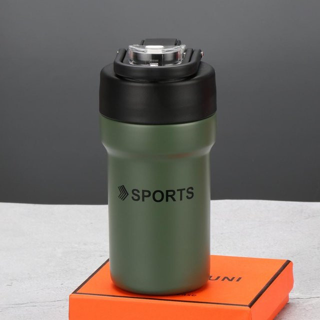 Yiran Furniture Doppelwandiger Outdoor Kaffeebecher mit Sportgriff, 380ml, Tragbarer Wasserbecher für Auto und Sport - Bild 1