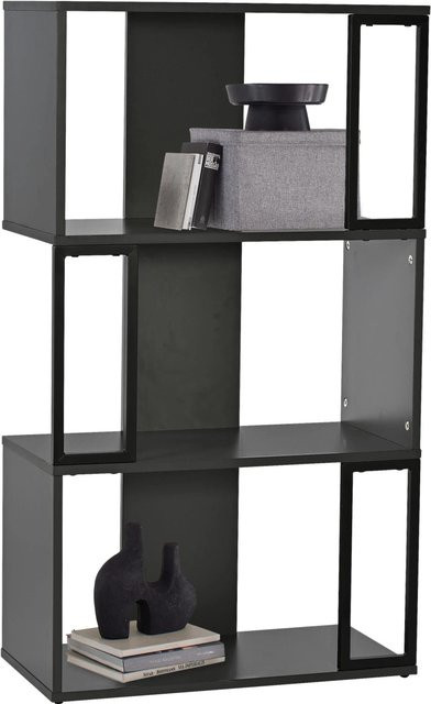 Mömax Regal Marbella in Grau und Schwarz, modernes Standregal aus Metall und MDF, B/T/H: 106,0 x 30,0 x 60,0 cm - Bild 1
