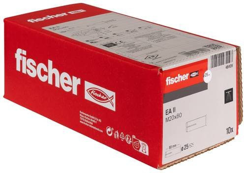 Fischer EA II M Einschlaganker aus Stahl, verzinkt, Farbe Silber/Rot, 10 Stück, Durchmesser: 20 mm, Länge: 80 mm - Bild 1