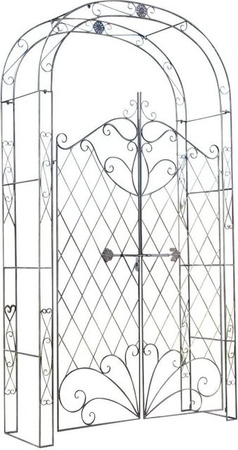 DELUKE Rosenbogen MINDEN mit Tor aus Metall in Bronze, Rankhilfe für den Garten, B/T/H: 120 x 40 x 220 cm