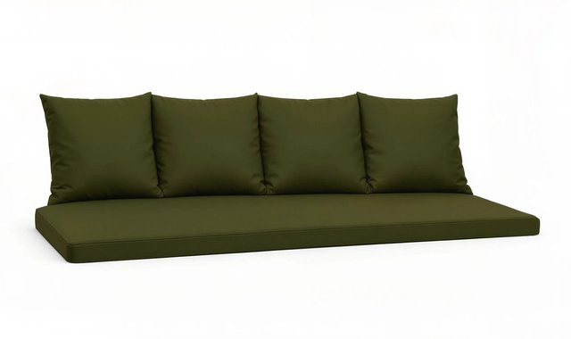 Setgarden Mix Bench Kissen Bankauflage für 3-Sitzer Bänke, Grün, B/T/H: 170 x 60 x 5 cm und 50 x 56 x 4 cm - Bild 1