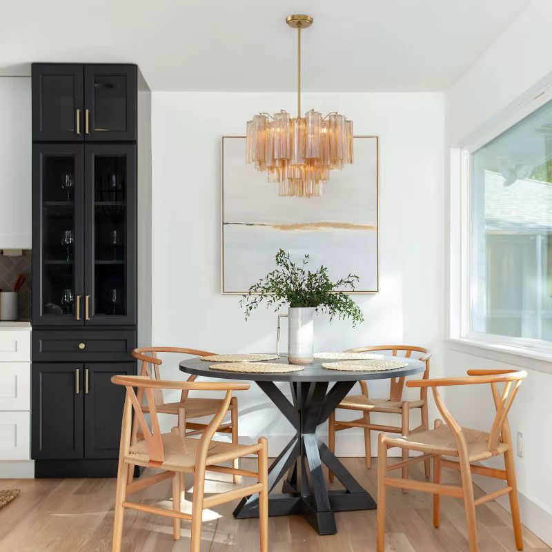 Addis Großer Kronleuchter aus rundem Murano-Glas in Gold für Wohnzimmer, Esszimmer und Schlafzimmer - Bild 2