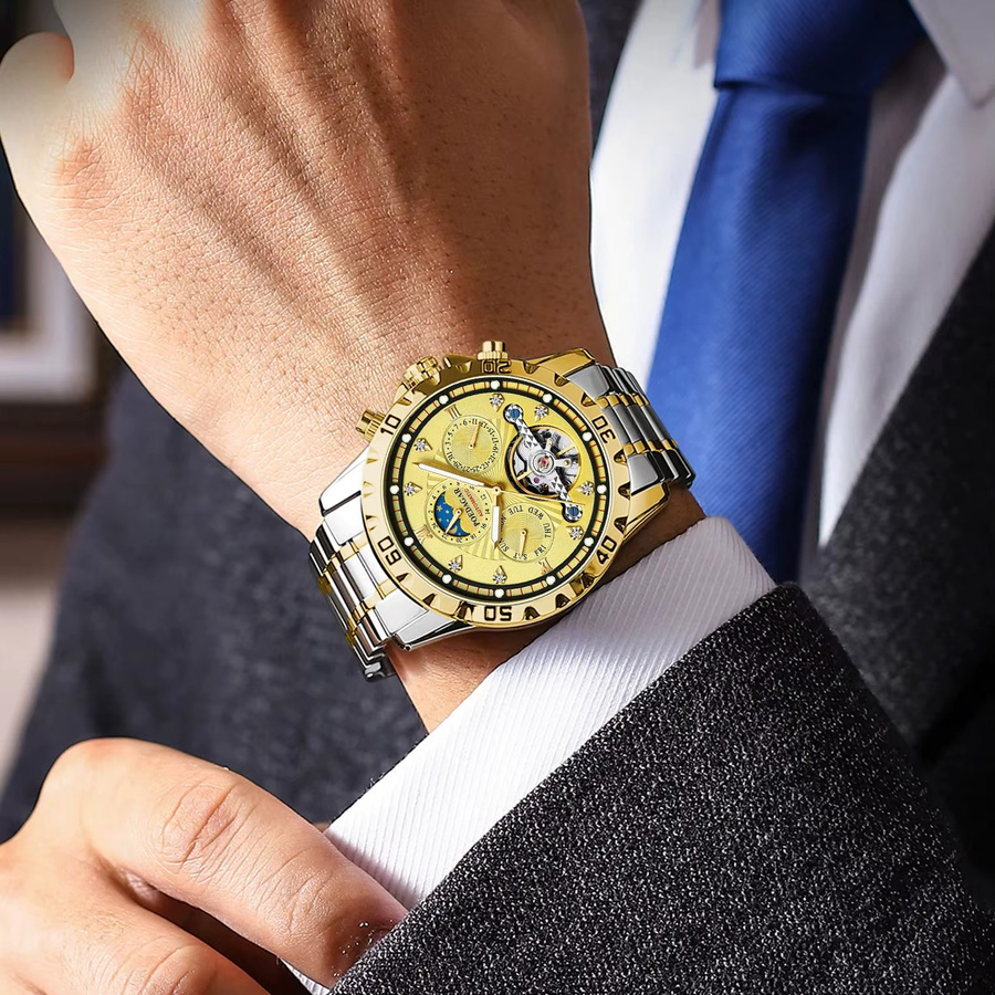 POEDAGAR Armbanduhr, Automatik, Edelstahl, Roségold, Herren - Bild 5