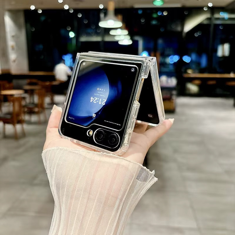 Transparente magnetische kabellose Lade-Telefonhülle für Samsung Galaxy Z Flip 7, 6, 5, 4, 3 aus stoßfestem Acryl - Bild 2