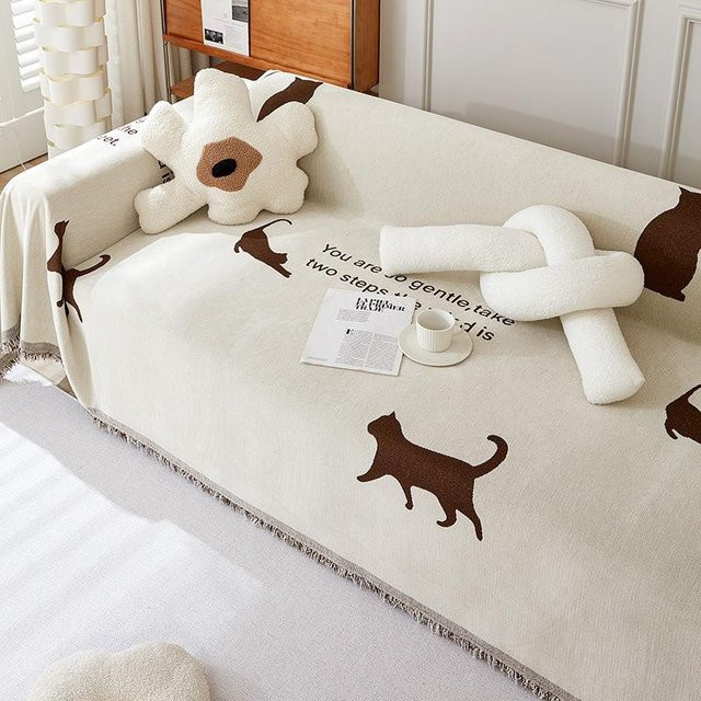 Chenille-Sofabezug mit Quaste von Your Warm Home in Kaffeebraun, universeller Sofadecke und Überwurf mit Staubschutz und Kratzschutz, B/T: 180 x 130 cm - Bild 1