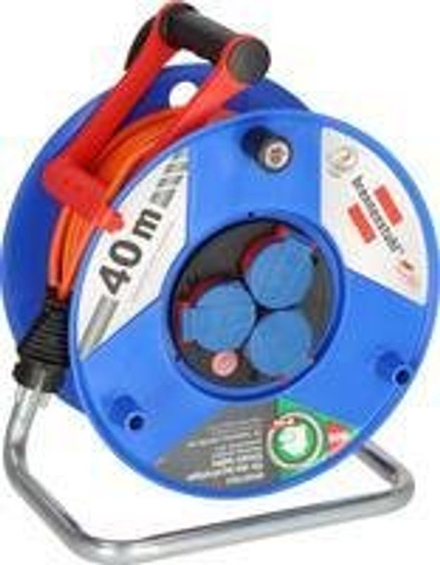 Brennenstuhl Garant Kabeltrommel IP44 mit 40 m Kabel und 3 Schutzkontaktsteckdosen, Blau/Orange, L 19,8 cm x B 29,0 cm x H 36,5 cm - Bild 2