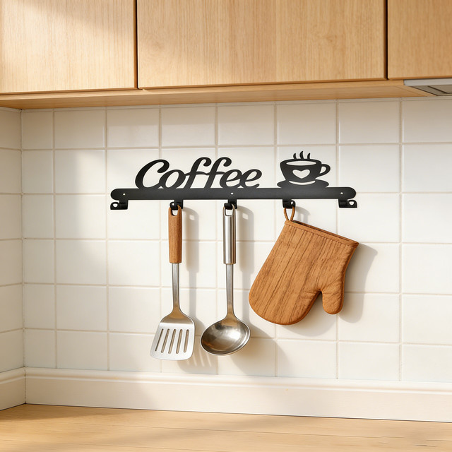 CIFBUY Wandmontierter Kaffeetassenhalter aus Metall in Schwarz - Bild 1