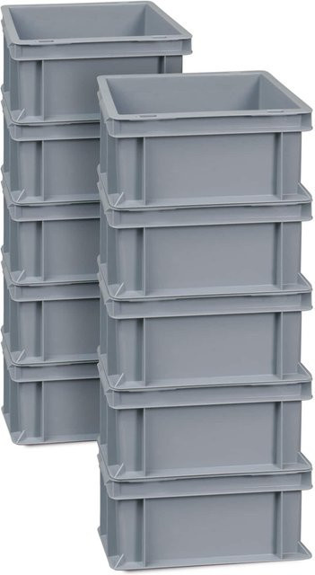 BRB 21242 Euro-Stapelbehälter 10er Set Grau aus Kunststoff B/T/H: 30 x 20 x 15 cm - Bild 1