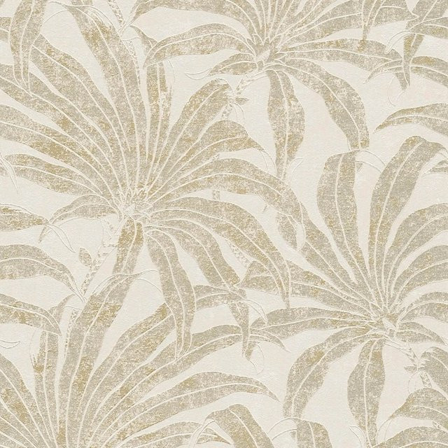 PROFHOME Natur Tapete Dschungel in Beige Gold Silber, Vlies-Tapete mit floralem Design und Schimmer-Effekt - Bild 1
