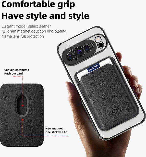 Transparente Leder-Handyhülle für Google Pixel 10 in Braun mit abnehmbarem magnetischem Kartensteckplatz-Brieftaschenabdeckung - Bild 1