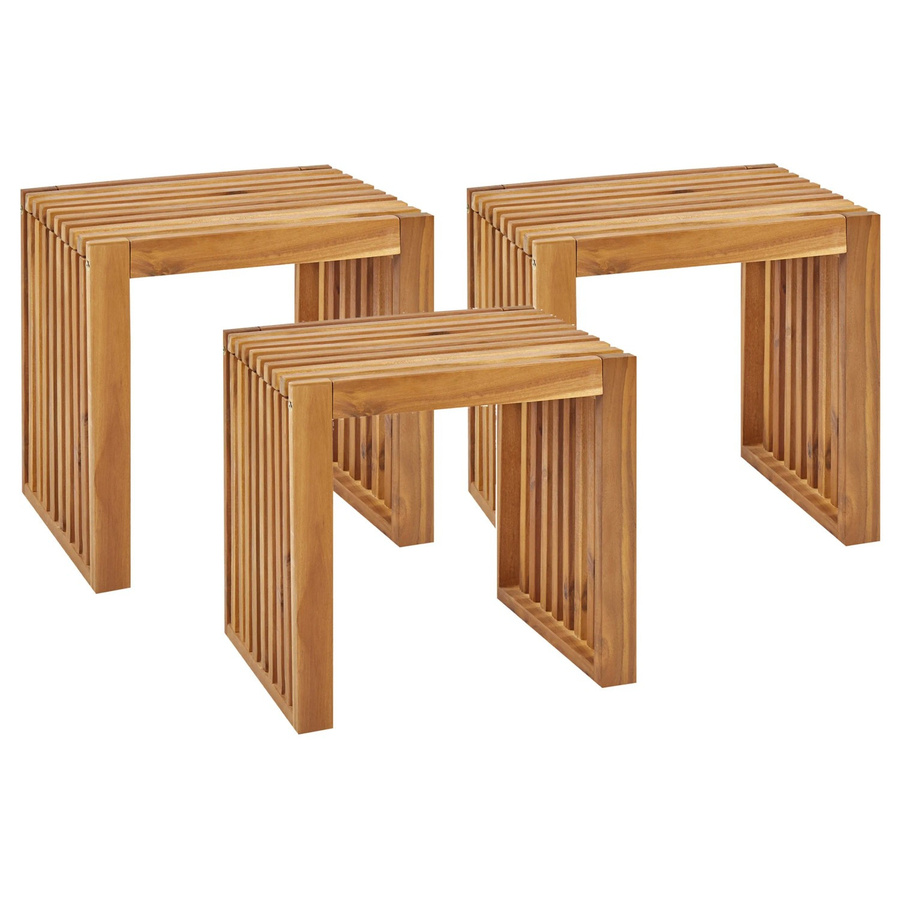 Beliani Gartenstuhl aus Akazienholz und Metall in Braun, B/T/H: 35 x 45 x 43 cm - Bild 2