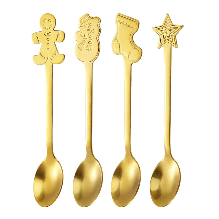 Multiyilego Dessert Löffel Set aus poliertem Edelstahl in Silber, 4 Stück - Bild 3