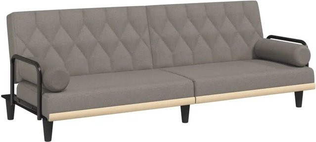 vidaXL Schlafsofa Click-Clack mit Armlehnen in Taupe, Stoffbezug und Schaumstoffpolsterung - Bild 1