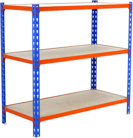 PROREGAL Schwerlastregal Small Muli mit 3 Fachböden, H x B x T: 100 x 110 x 30 cm, Blau-Orange