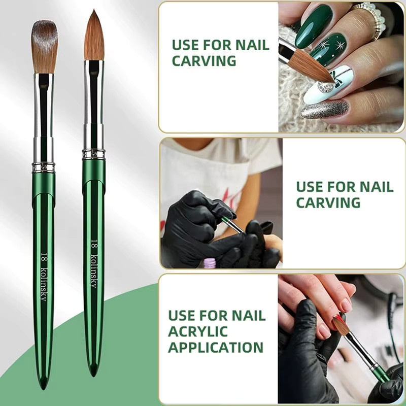 Grüner Nagelkunst-Pinsel aus Kolinsky-Nylonhaar für Gel UV-Lack und Maniküre - Bild 2