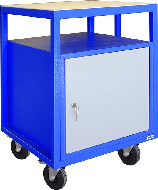 Güde Rollwerkbank P 600 T Rollcontainer mit Tür in Blau-Silber, B/T/H: 60,0 x 85,0 x 300,0 cm - Bild 1