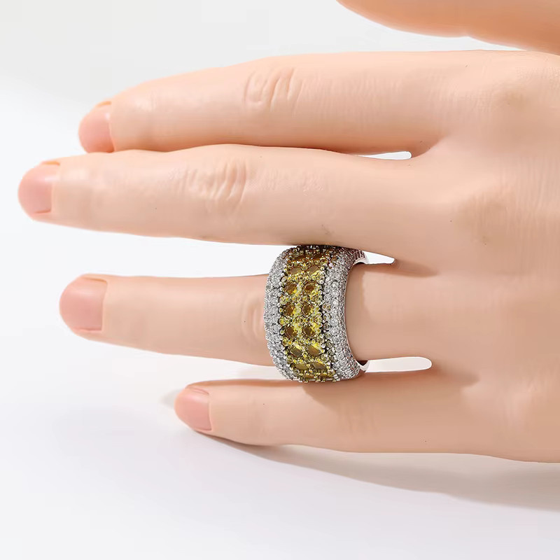 YoYo Ring, Silber, Gelbe Synthetische Zirkonia, Unisex - Bild 2