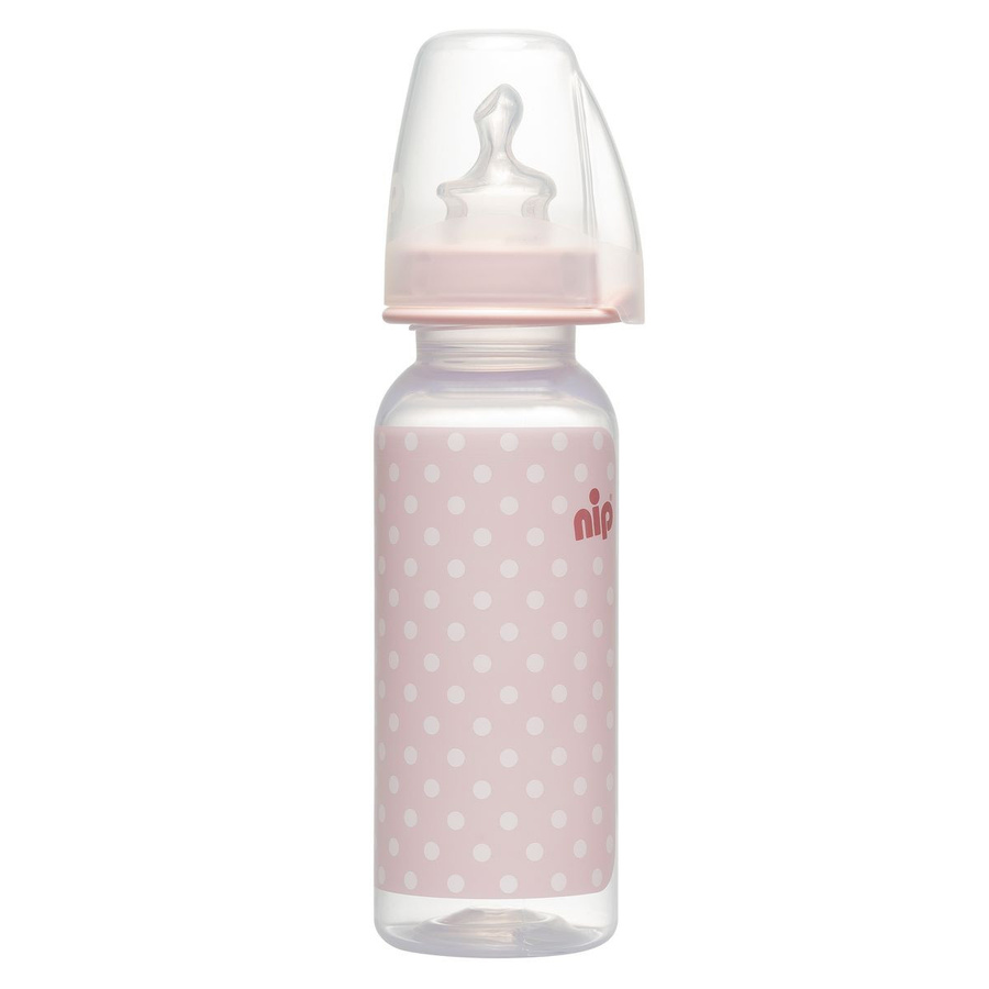 Nip PP-Flasche Trendy in Pink mit Silikon, 250 ml, aus Polypropylen, auslaufsicher und mit Anti-Kolik-Ventil - Bild 1