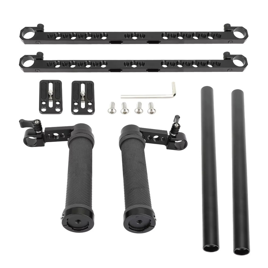Kimrig Director's Monitor Cage Kit für Atomos Ninja Inferno und Shotgun 7 mit verstellbarem Gummi-Handgriff, Schwarz - Bild 2