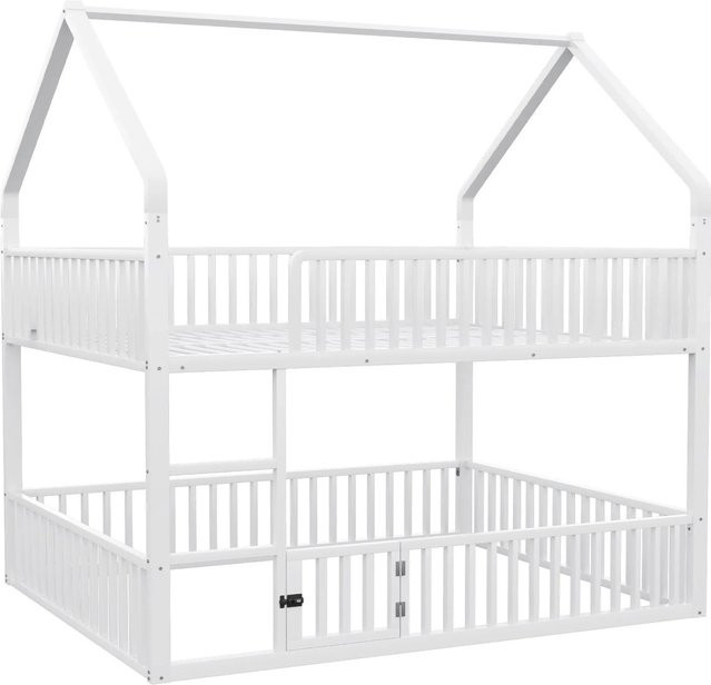 Merax Etagenbett aus Metall in Weiß mit Treppe für Kinderzimmer, B/T/H: 200 x 140 x 176,5 cm - Bild 1