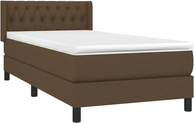 vidaXL Boxspringbett mit Matratze Dunkelbraun B/T/H: 90 x 200 cm, Hybrid-Design mit Taschenfederkern und Stoffbezug - Bild 1