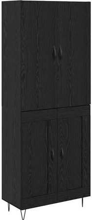 vidaXL Highboard Wandmontiert 2er Set Eiche Schwarz aus Holzwerkstoff