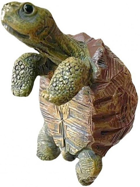 Yiran Furniture Schildkrötenfigur aus Kunstharz als Blumentopf-Aufhänger und Pflanzgefäß-Randdekor in Schwarz und Braun - Bild 1