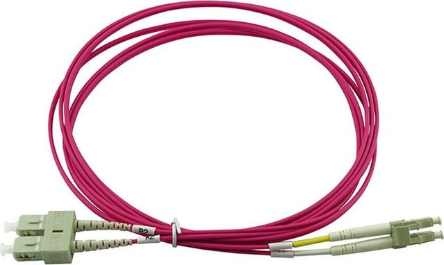 BlueOptics Duplex LWL Patchkabel OM4 Multimode G50/125µm, LC-UPC auf SC-UPC, Farbe: beige/magenta, Länge: 30 Meter, 2.0mm Tube mit Keramik Ferrule - Bild 1