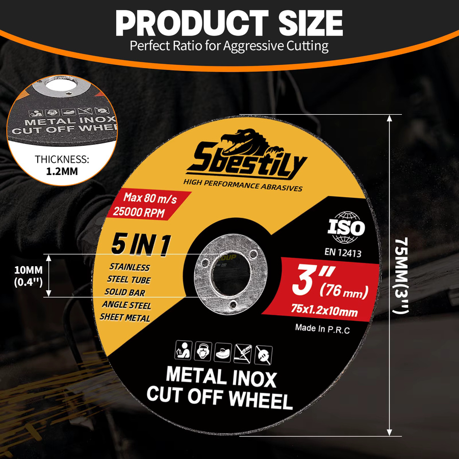 SI FANG Metall-Trennscheibe als Mini-Kreissägeblatt für Eisen, Edelstahl und Stahl, Durchmesser: 75 mm, Bohrung: 10 mm - Bild 2