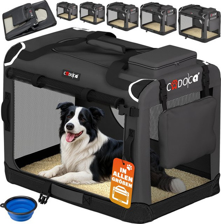 Faltbare Hundebox CADOCA in Anthrazit, Größe XL, B/T/H: 82 x 58 x 58 cm