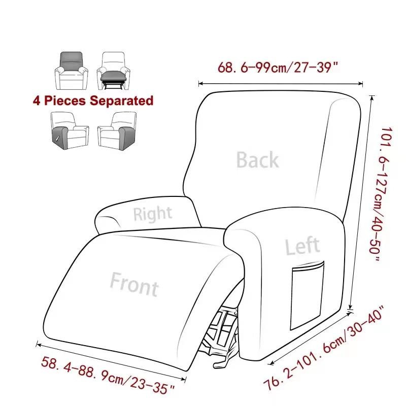 KORAN 4er-Set wasserdichte Liegesofa-Abdeckungen für Relax-Sessel in Rot, elastische und rutschfeste Schutzhüllen aus Polyester - Bild 1