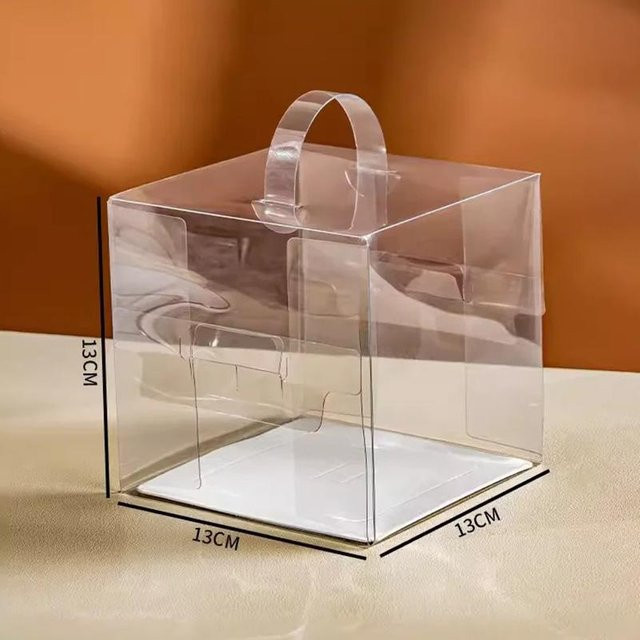 10er Set WEC ECO transparente quadratische Kuchenschachteln aus Kunststoff für Dessert und Geburtstag, B/T/H: 13 x 13 x 13 cm - Bild 1