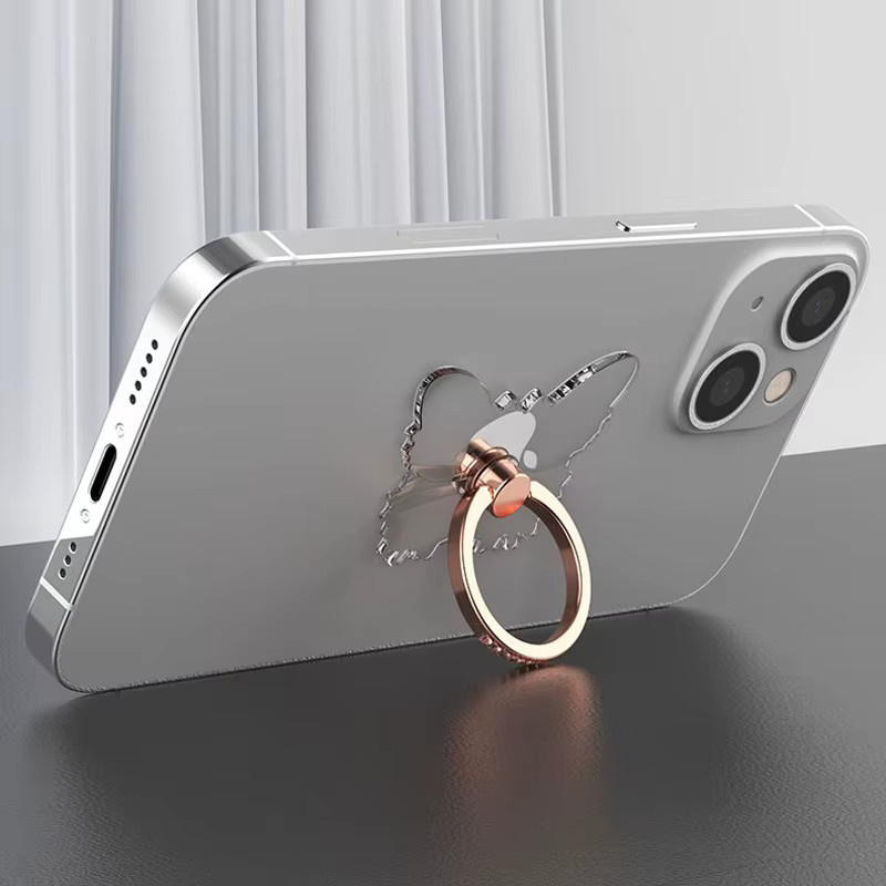 WSSHE Transparenter Schmetterlings-Handyhalter in Pink mit faltbarem Fingerring und Ständer für iPhone und Xiaomi - Bild 2