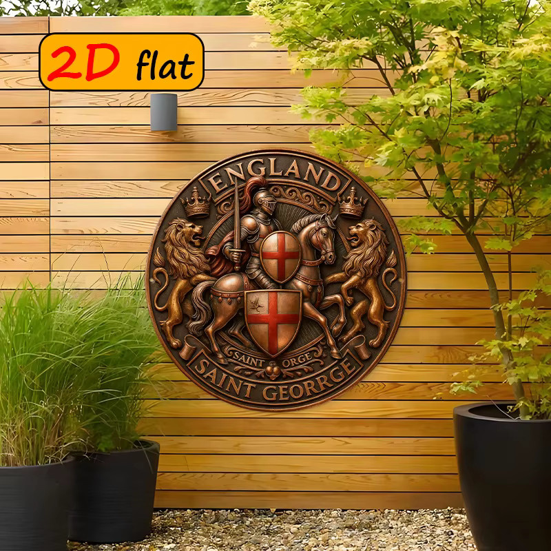 CIFBUY Metallplakette Saint George als Ritter beim Drachentöten, runde Wanddekoration aus Eisen, Durchmesser: 50,8 cm - Bild 3