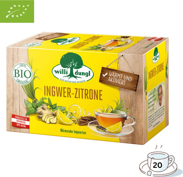 Willi Dungl Bio Tee Ingwer-Zitrone, Teebeutel, 20 Stück, 36g - Bild 1