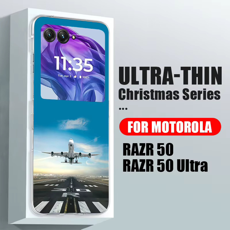 Stoßfeste Handyhülle mit Flugzeug-Illustration für Motorola Razr 70 60 50 Ultra und Razr 40 Ultra aus hartem PC - Bild 1