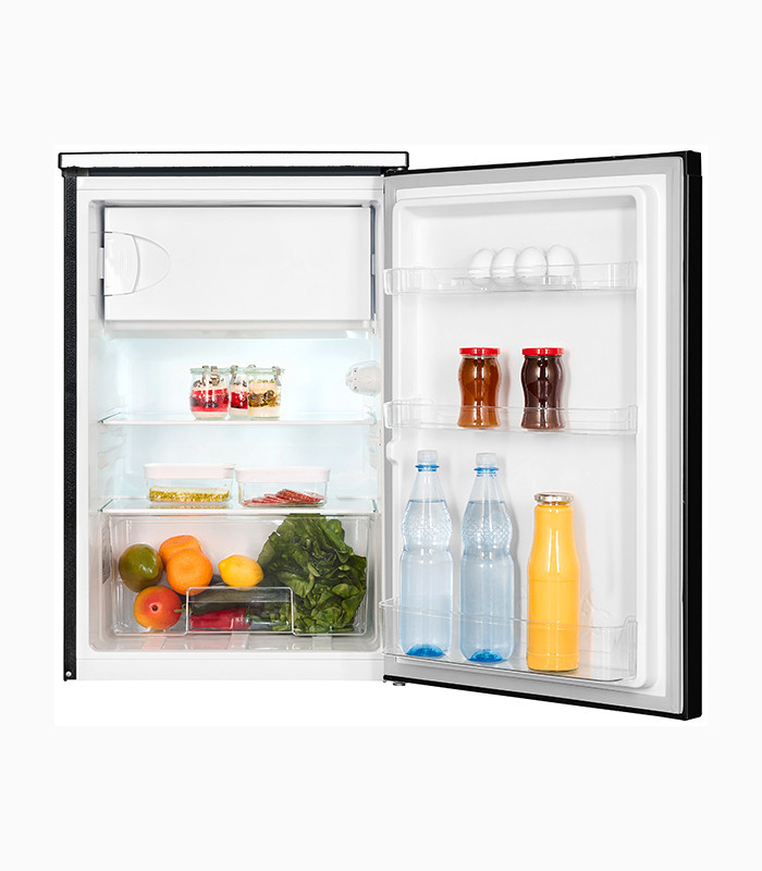 Exquisit KS516-4-051C Kühlschrank in Inoxlook mit silberner und schwarzer Optik, Standgerät mit reversiblem Türanschlag und LED-Innenbeleuchtung - Bild 4