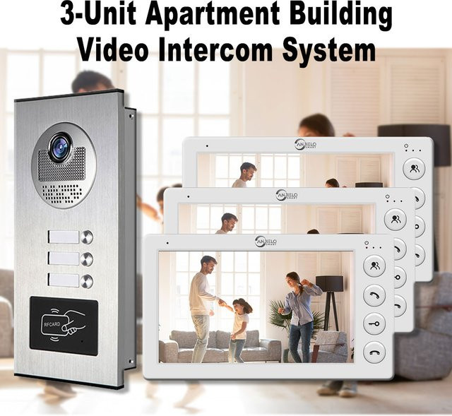 ANJIELO 3-Einheiten Video-Gegensprechanlage mit RFID-Karten-Entriegelung für Wohnungen - Bild 1