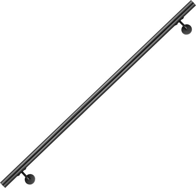 AICA Handlauf Komplettset aus Edelstahl in Schwarz matt mit Befestigungsmaterial, Länge: 150 cm - Bild 1