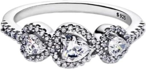 Damenring 925 Silber, Kleeblatt Alphabet Herz Blume, Zirkonia - Bild 1