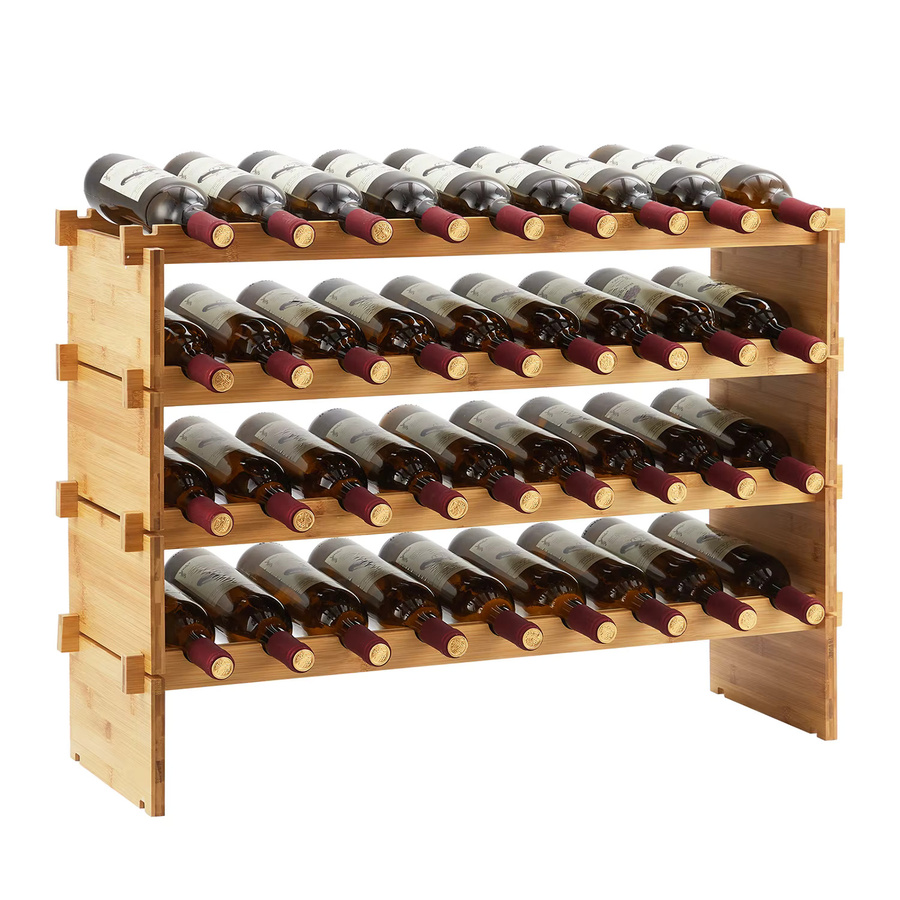 HiMISS Stapelbares Weinregal aus Bambus in Braun, Modulares Holz-Aufbewahrungsregal für Küche und Bar, B/T/H: 54,0 x 26,0 x 4,0 cm - Bild 6