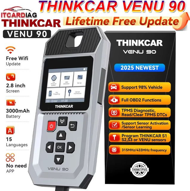 Thinkcar Venu 90 TPMS Aktivierungswerkzeug und OBD2 Auto-Diagnosegerät zur Fehlercode-Programmierung von Reifendrucksensoren - Bild 1