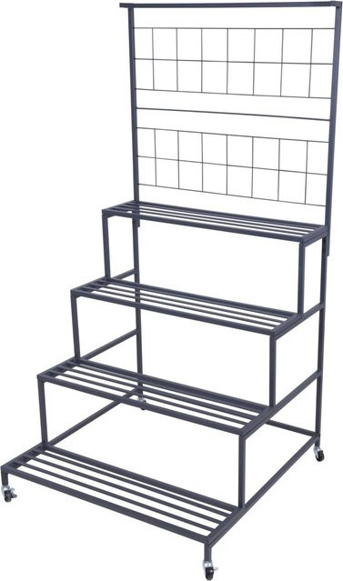 DELUKE Blumentreppe SPLIT Anthrazit aus Stahl als Blumenleiter und Pflanzentreppe für Garten und Innenbereich, H x B x T: 158 x 80 x 15 cm - Bild 1