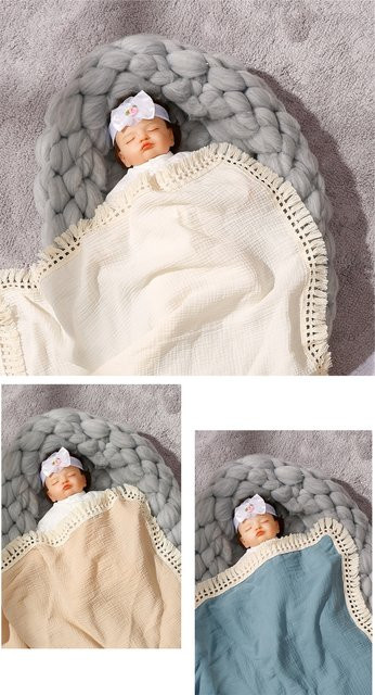 Insular Baby Gaze Decke aus Baumwolle und Musselin, gesteppt, Grau - Bild 1